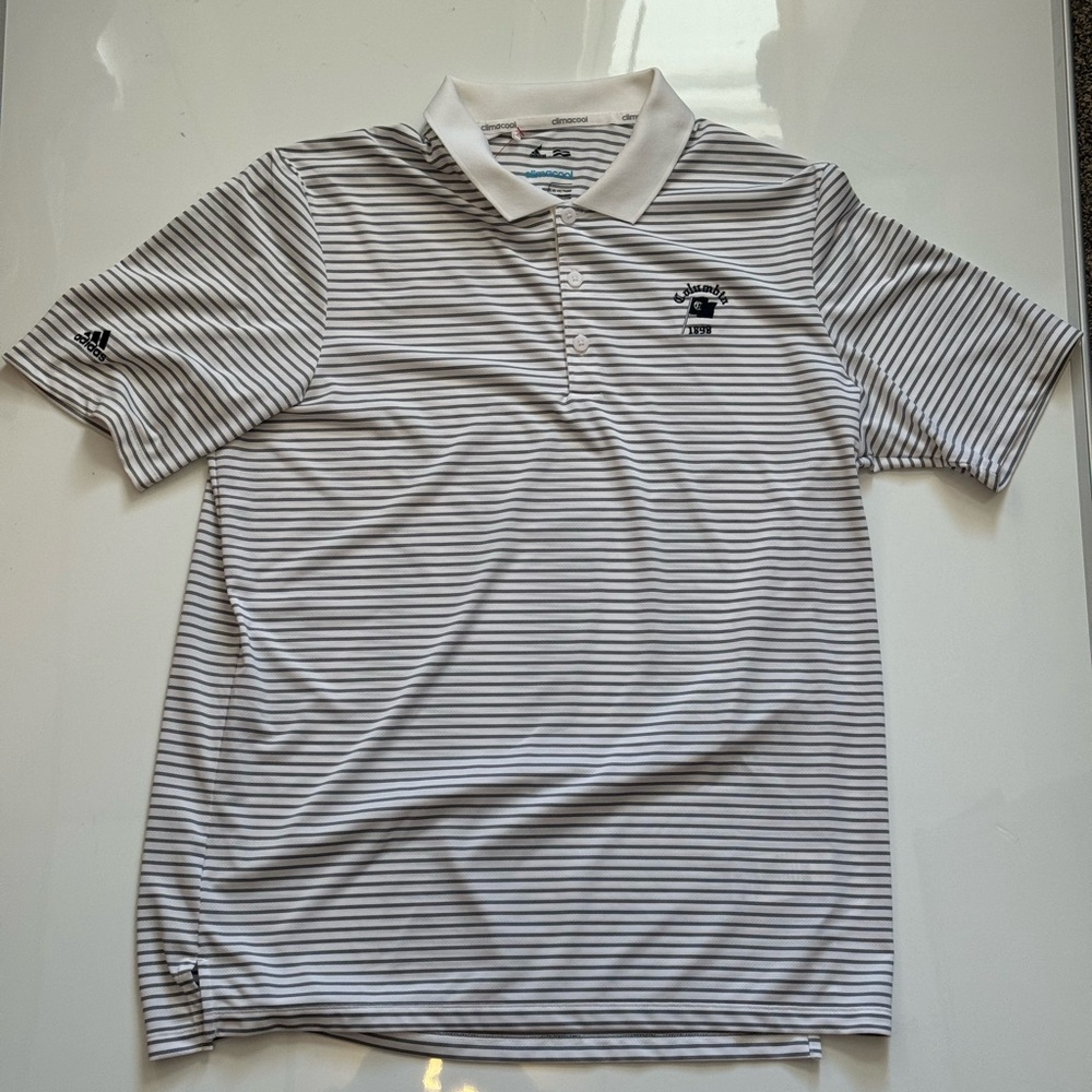 Adidas Men's Polo Shirt - Black and White Stripes